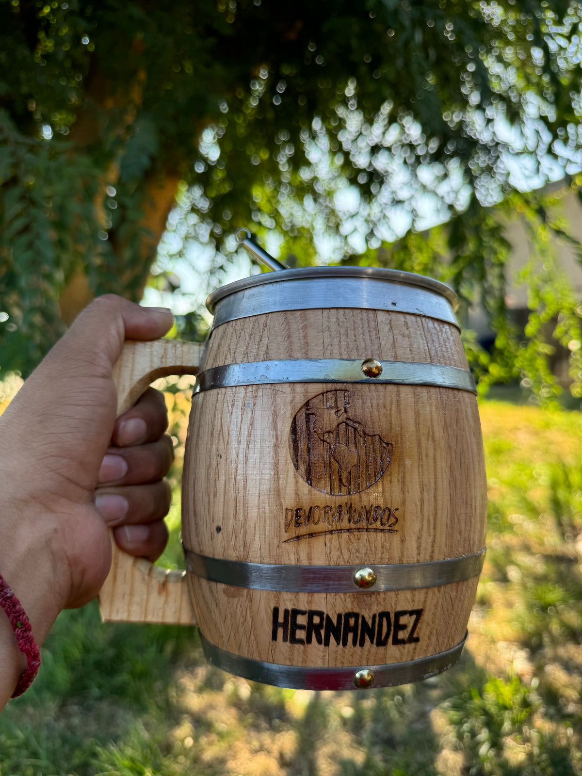 Tarro Devoramundos de roble blanco - con tu nombre grabado